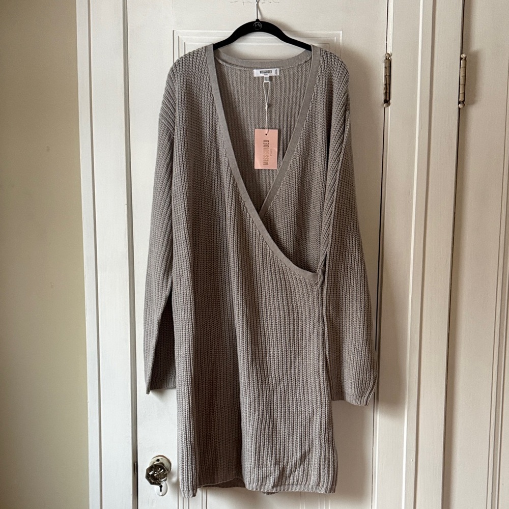 Missguided Plus Light Gray Knit Sweater Dress